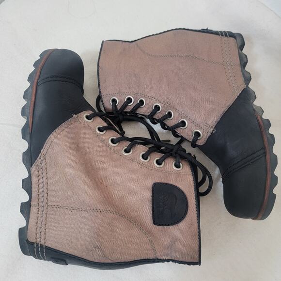 Sorel PDX Wedge Ankle Boots Women Size 10 Shoes Waterproof Lace Black Tan - Picture 7 of 16
